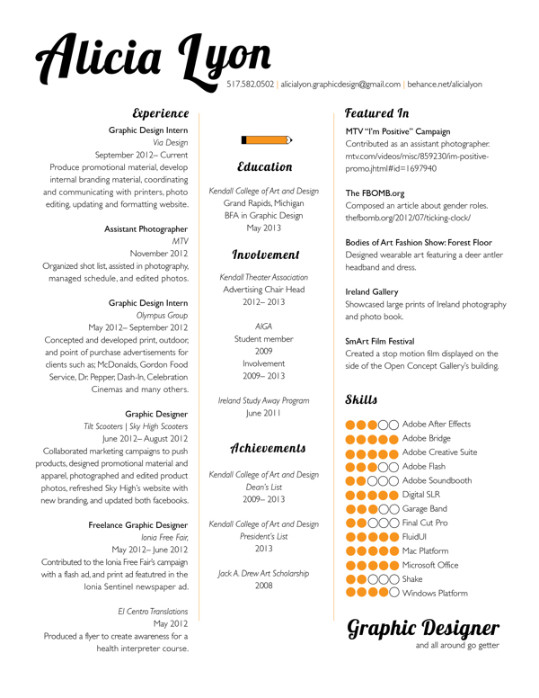 Sample resume for graphic designer job